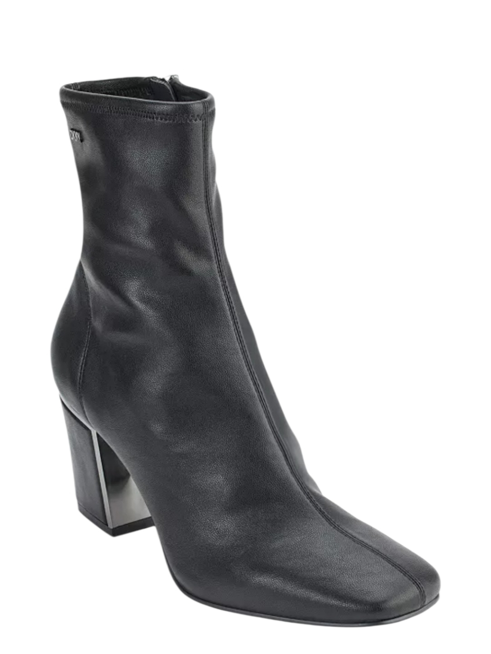 Dkny Black Leather Block Heel Ankle Booties‎